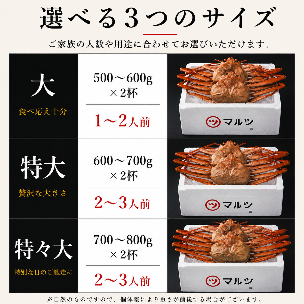 【境港産】蟹屋の釜茹で紅ずわい蟹2杯セット（大・特大・特々大）