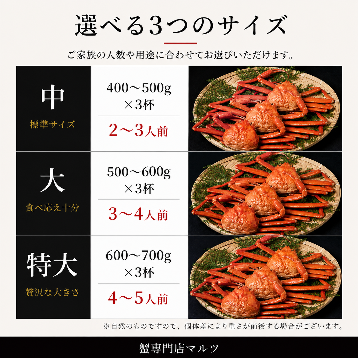 【境港産】蟹屋の釜茹で紅ずわい蟹3杯セット（中・大・特大）